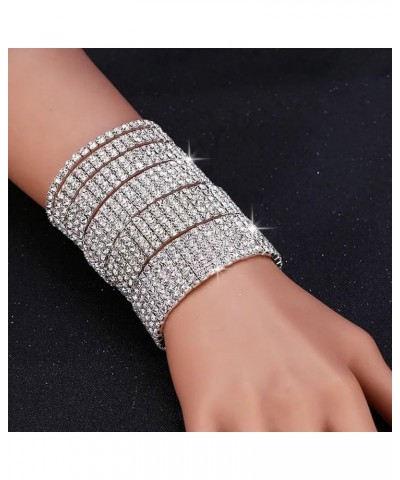 Silver Bracelets for Women Crystal Bracelet Hollowed Cross Bracelet for Women Bangle Bracelets for Women Multilayered Mesh Li...