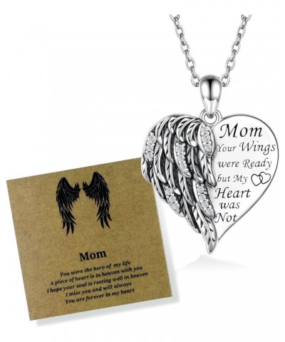 Sterling Silver Memorial Necklace for Women: Grandma Grandpa Mom Dad Wing Heart Pendant Jewelry Memorial Gifts for Daughter G...