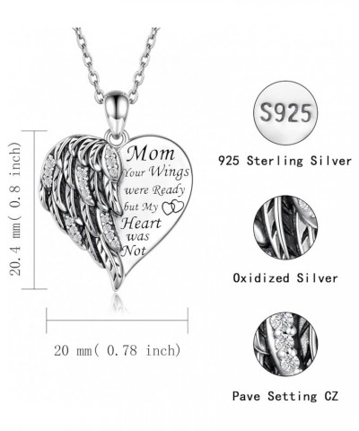 Sterling Silver Memorial Necklace for Women: Grandma Grandpa Mom Dad Wing Heart Pendant Jewelry Memorial Gifts for Daughter G...