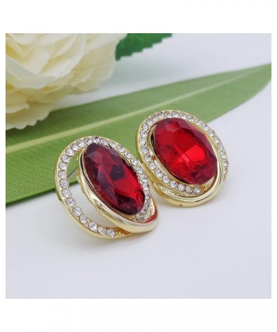 18k Gold Plated White Crystal Oval Zircon Double Circle Stud Earrings Red $9.17 Earrings