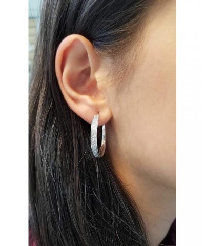 Sterling Silver Half-Round Tube Glitter Finish Shiny Hoop Earrings, 1.1 $18.00 Earrings