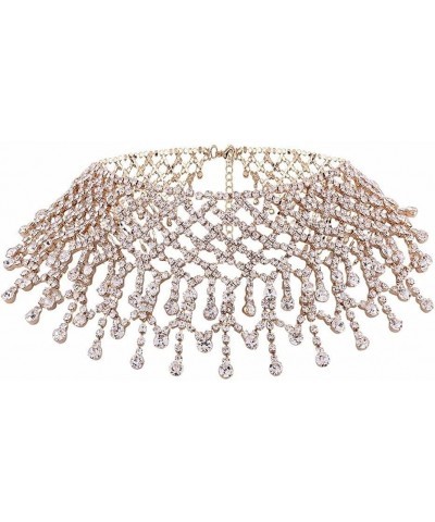 Rhinestone Choker Necklace Festival Summer Chain Necklaces Costume Accessories for Women and Girls Gold $7.55 Necklaces