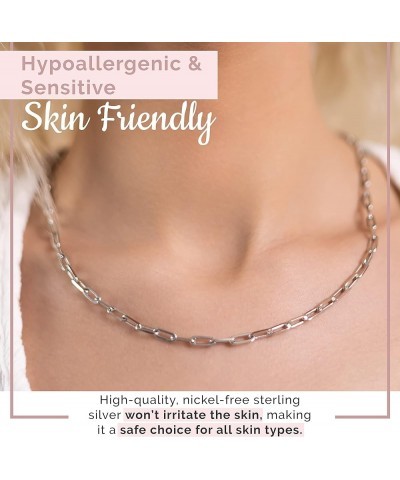 Rhodium Plated 925 Sterling Silver 2.5-3.5mm Paperclip Chain for Men and Women 3.5mm $23.86 Necklaces