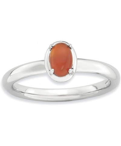 Sterling Silver Stackable Red Agate Ring $21.65 Rings