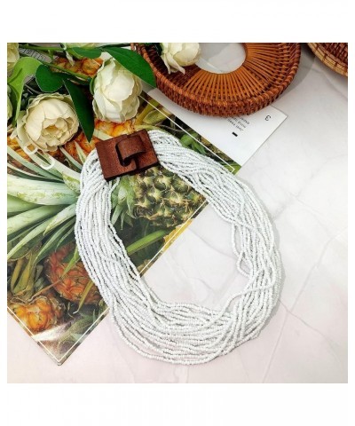 Fashion Multi Layer Strand Collar Colorful Chunky Necklace for Women Tropic Boho Style Necklace White $10.99 Necklaces