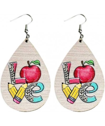 Funny Teacher Teardrop Dangle Earrings for Women and Girls Wooden Back to School Earrings Teacher Appreciation Jewelry Gifts ...