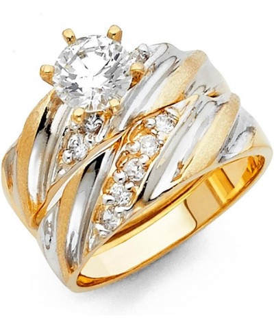 14k Two Tone Gold Engagement Ring and Wedding Band 2 Piece Set $251.24 Sets