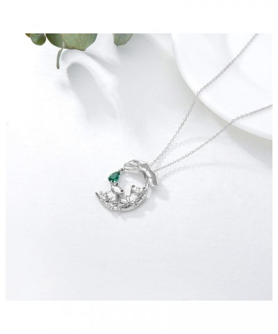 Frog Necklace Cute Animal Frog Lotus Leaf Necklace Sterling Silver Enamel Frog Jewelry Gift for Women Girl Frog 2 $18.04 Neck...