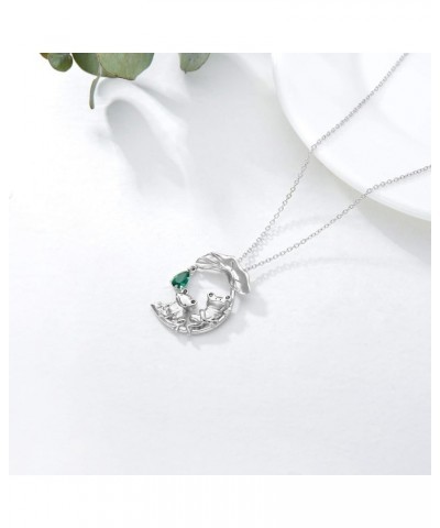 Frog Necklace Cute Animal Frog Lotus Leaf Necklace Sterling Silver Enamel Frog Jewelry Gift for Women Girl Frog 2 $18.04 Neck...