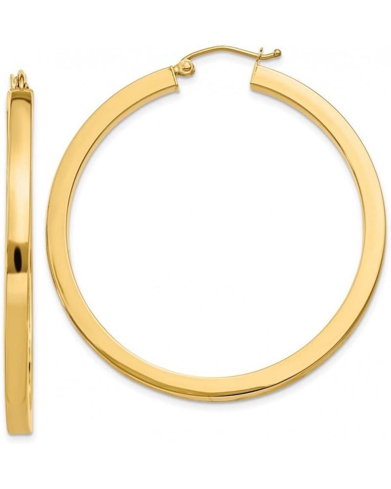 10k Yellow Gold Polished Square Hoop Earrings for Women (L- 30-50mm) 45.0 Millimeters $157.49 Earrings