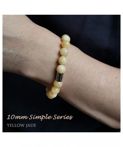 10mm Natural Stone Mens Stretch Bracelet, Genuine Energy Semi Precious Gemstone Beads Classic Simple Design Birthday Gift 8 I...