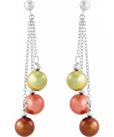 8-9 mm Gelato Freshwater Cultured Ringed Pearl Chain Earrings in Sterling Silver $15.18 Earrings