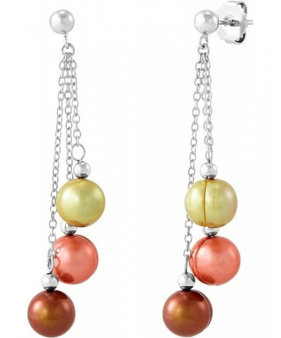 8-9 mm Gelato Freshwater Cultured Ringed Pearl Chain Earrings in Sterling Silver $15.18 Earrings