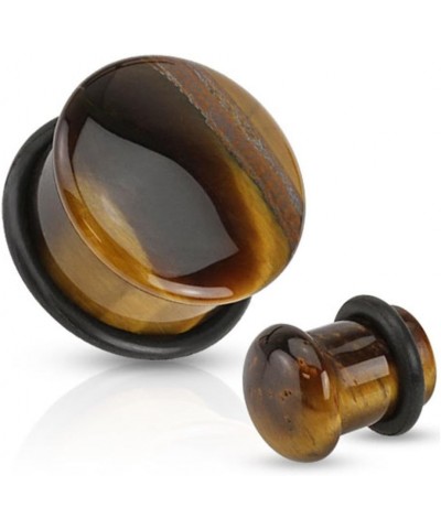 Pair of Organic Tiger Eye Stone Plugs Ear Gauges 6g 4g 2g 0g 00g 1/2 9/16 5/8 1/2 $10.25 Body Jewelry