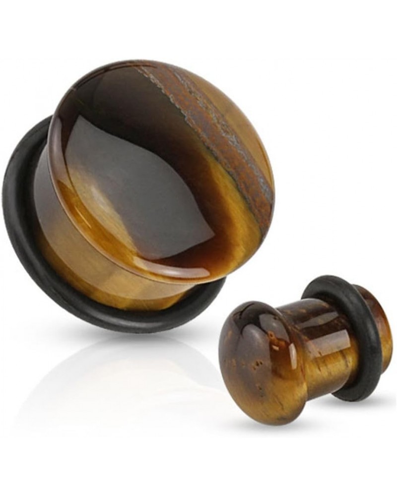 Pair of Organic Tiger Eye Stone Plugs Ear Gauges 6g 4g 2g 0g 00g 1/2 9/16 5/8 1/2 $10.25 Body Jewelry