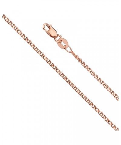 14k REAL Yellow OR White OR Rose/Pink Gold Solid 1.5mm Flat Open wheat Chain Necklace with Lobster Claw Clasp Rose Gold 16 In...