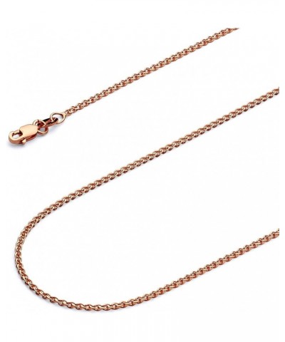 14k REAL Yellow OR White OR Rose/Pink Gold Solid 1.5mm Flat Open wheat Chain Necklace with Lobster Claw Clasp Rose Gold 16 In...