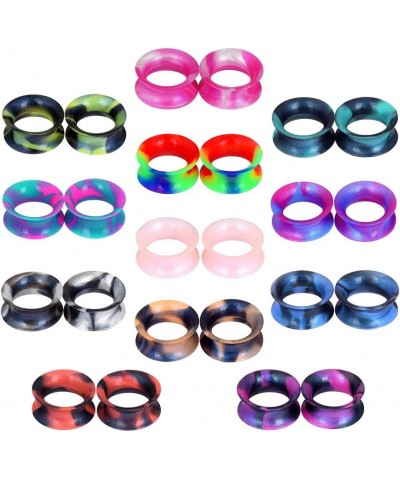 24pcs-100pcs Colorful Silicone Ear Gauges Double Flared Ear Tunnels Set Stretchers Expander Ear Piercing Jewelry 24pcs, 0G $1...