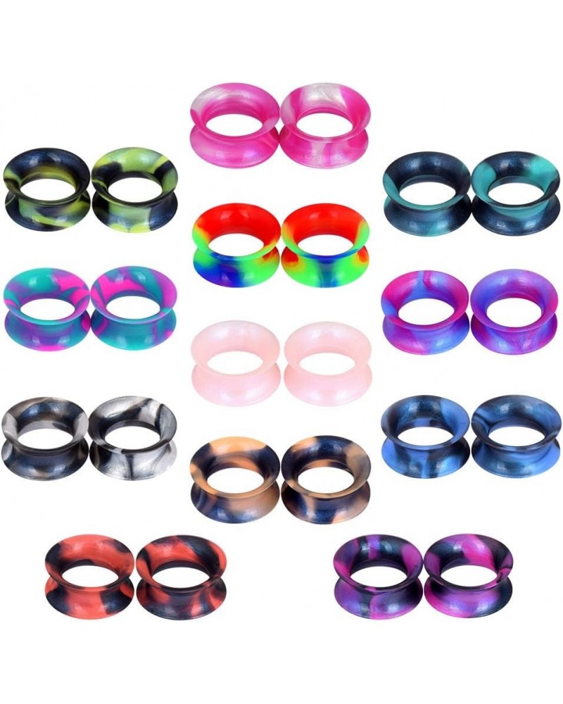 24pcs-100pcs Colorful Silicone Ear Gauges Double Flared Ear Tunnels Set Stretchers Expander Ear Piercing Jewelry 24pcs, 0G $1...