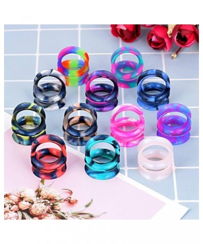 24pcs-100pcs Colorful Silicone Ear Gauges Double Flared Ear Tunnels Set Stretchers Expander Ear Piercing Jewelry 24pcs, 0G $1...