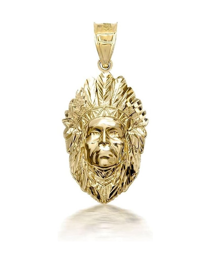 10K Yellow, White, or Rose Gold Native American Chief Head Pendant - Choice of Metal 10K Yellow Gold $125.05 Pendants