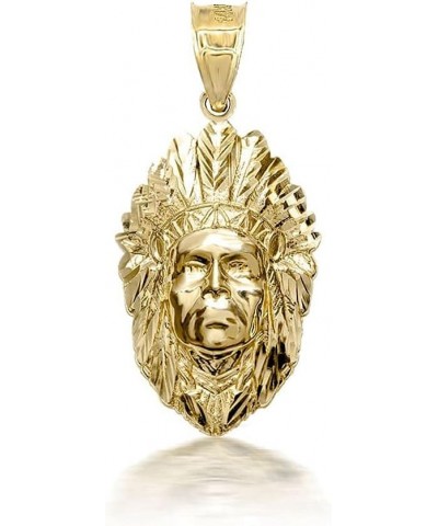 10K Yellow, White, or Rose Gold Native American Chief Head Pendant - Choice of Metal 10K Yellow Gold $125.05 Pendants