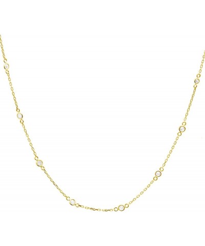 Sterling Silver 1/4cttw I2-I3 Clarity Real Diamonds Station Necklace for Women 18k Gold Plated $67.65 Necklaces