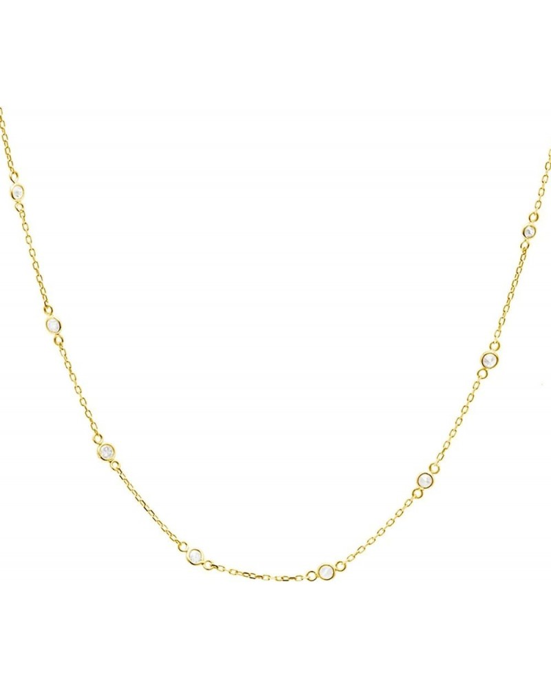 Sterling Silver 1/4cttw I2-I3 Clarity Real Diamonds Station Necklace for Women 18k Gold Plated $67.65 Necklaces