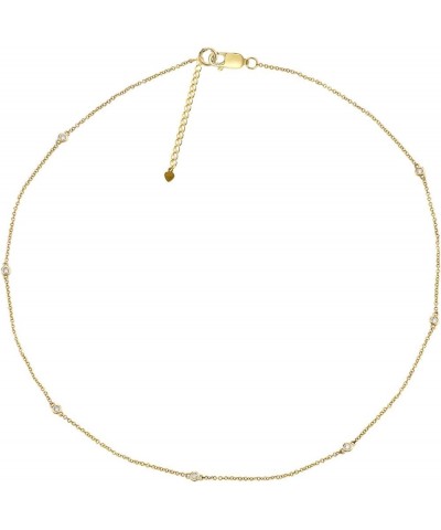 Sterling Silver 1/4cttw I2-I3 Clarity Real Diamonds Station Necklace for Women 18k Gold Plated $67.65 Necklaces