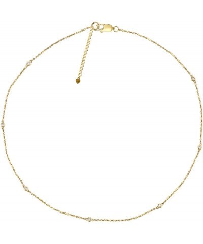 Sterling Silver 1/4cttw I2-I3 Clarity Real Diamonds Station Necklace for Women 18k Gold Plated $67.65 Necklaces