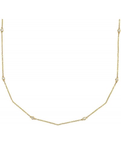 Sterling Silver 1/4cttw I2-I3 Clarity Real Diamonds Station Necklace for Women 18k Gold Plated $67.65 Necklaces