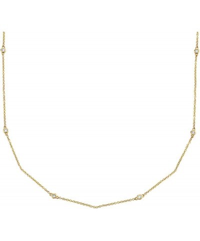 Sterling Silver 1/4cttw I2-I3 Clarity Real Diamonds Station Necklace for Women 18k Gold Plated $67.65 Necklaces