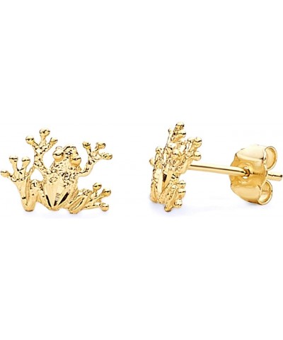 14k REAL Yellow Gold Frog Stud Earrings (8 x 9 mm) $37.96 Earrings