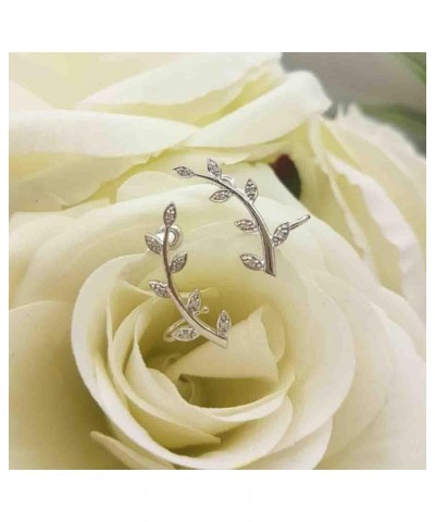 0.11 Carat (ctw) Round White Diamond Leaf Climber Screw Back Earrings for Women in 10K Gold White Gold Screw Back $119.35 Ear...