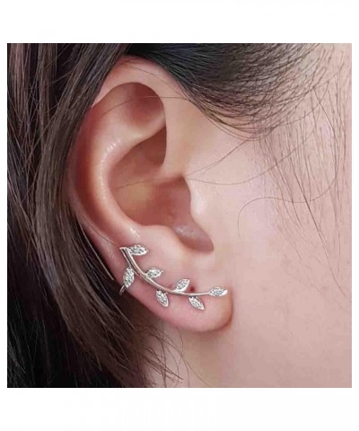 0.11 Carat (ctw) Round White Diamond Leaf Climber Screw Back Earrings for Women in 10K Gold White Gold Screw Back $119.35 Ear...