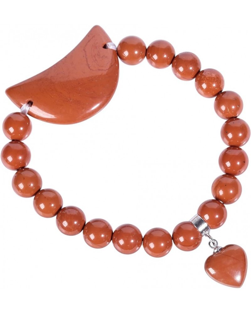 Crystal Bracelet for Women Healing Stone Bracelet 8mm Beads Energy Heart Charm Jewelry Moon & Red Jasper $10.35 Bracelets