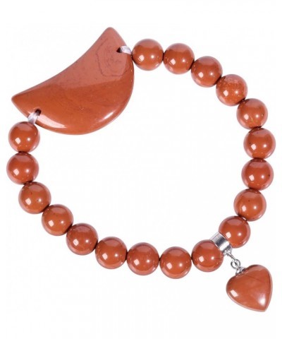 Crystal Bracelet for Women Healing Stone Bracelet 8mm Beads Energy Heart Charm Jewelry Moon & Red Jasper $10.35 Bracelets