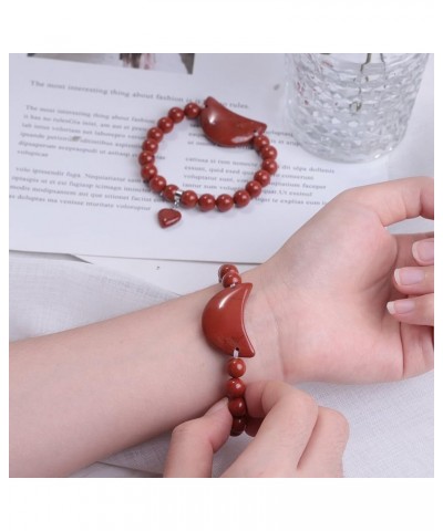 Crystal Bracelet for Women Healing Stone Bracelet 8mm Beads Energy Heart Charm Jewelry Moon & Red Jasper $10.35 Bracelets