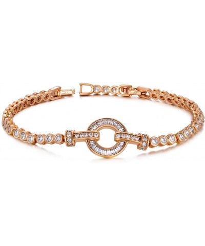 18K Gold Plated Classic Tennis Bracelet Rose Gold Bracelets for Women Vibrant Cubic Zirconia Fashion Bracelet Gift Box Includ...