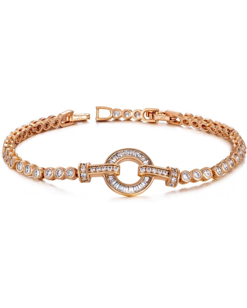 18K Gold Plated Classic Tennis Bracelet Rose Gold Bracelets for Women Vibrant Cubic Zirconia Fashion Bracelet Gift Box Includ...