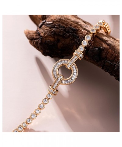 18K Gold Plated Classic Tennis Bracelet Rose Gold Bracelets for Women Vibrant Cubic Zirconia Fashion Bracelet Gift Box Includ...