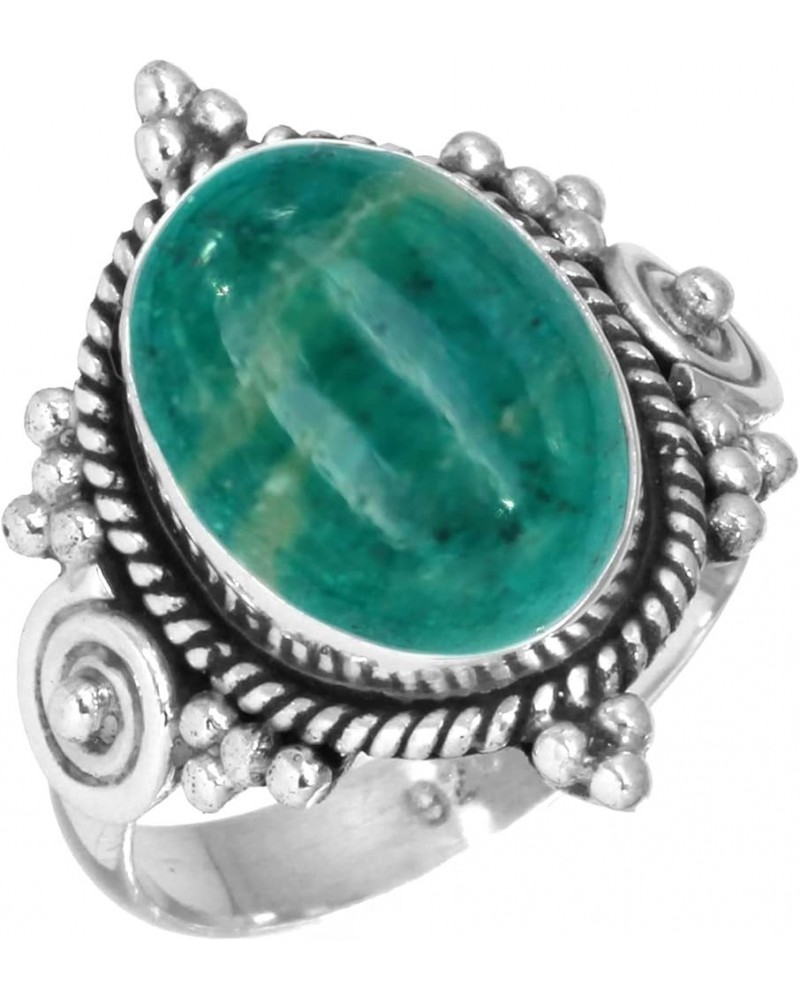 925 Sterling Silver Statement Ring for Women 10x14 Oval Gemstone Handmade Jewelry for Gift (99016_R) Amazonite $14.96 Rings