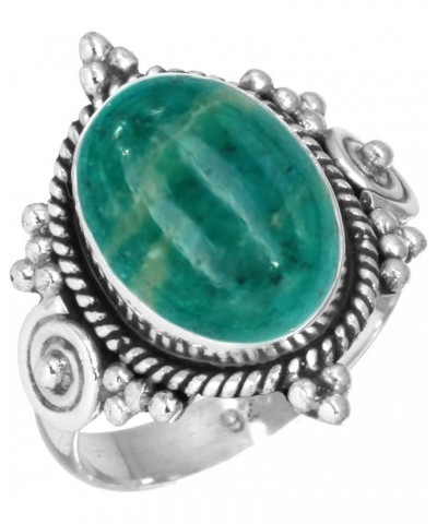 925 Sterling Silver Statement Ring for Women 10x14 Oval Gemstone Handmade Jewelry for Gift (99016_R) Amazonite $14.96 Rings