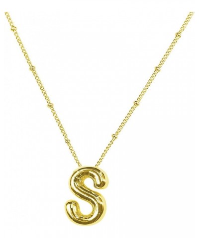 Bubble Letter Necklace for Women Girls,18K Gold Plated Balloon Initial Necklaces Cubic Zirconia Alphabet 26 A-Z Letter Neckla...