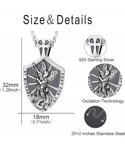 925 Sterling Silver Patron Saint Necklace Amulet Miraculous Medal Pendant Jewelry for Men Women with 2.0mm 20+2" Rolo Chain (...