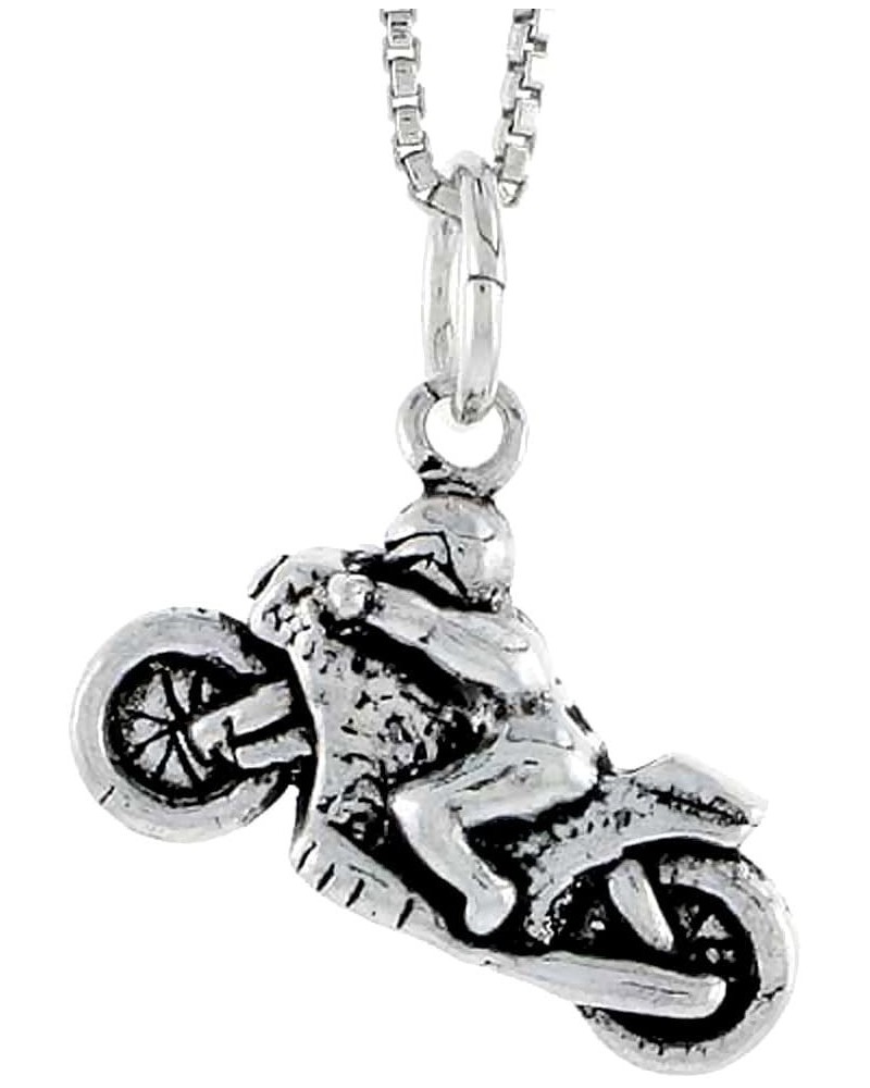 Sterling Silver Racing Motorcycle Charm, 1/2 inch Tall $21.45 Pendants