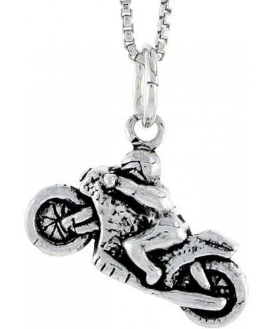 Sterling Silver Racing Motorcycle Charm, 1/2 inch Tall $21.45 Pendants