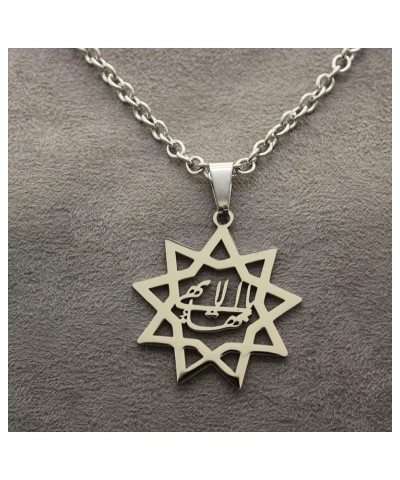 Unisex Nine Point Bahaism Bahai Star Necklace Chain Baha u llah Silver Plated $10.17 Necklaces