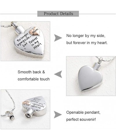 Cremation Jewelry for Ashes - No Longer by My Side But Forever in My Heart Heart Shape Pendant Memorial Urn Necklace Keepsake...