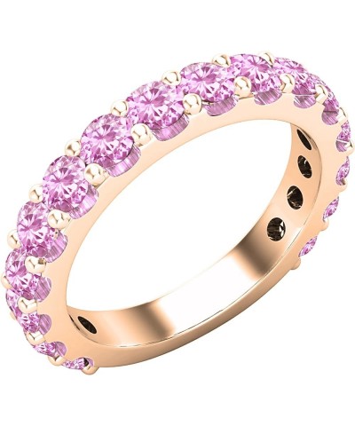 3mm Round Pink Sapphire Eternity Style Stackable Wedding Band for Women in 14K Solid Gold 6 Solid Rose Gold $238.82 Rings